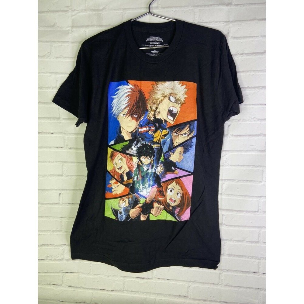 My Hero Academia Characters Graphic Print Short Sleeve Tee T-Shirt Mens Size M
